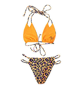 Maillot de bain 2 pièces stretch haut triangles orange LOVERS + FRIENDS femme