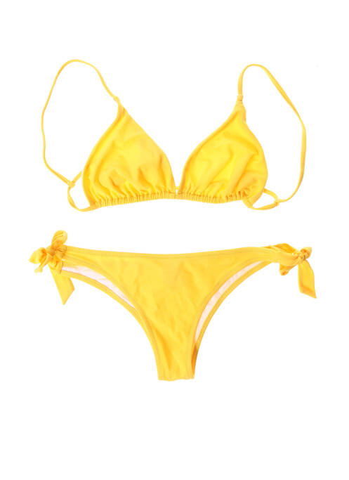 Maillot de bain 2 pièces stretch haut triangles jaune BLUSHA femme