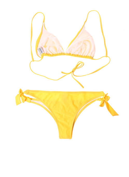 Maillot de bain 2 pièces stretch haut triangles jaune BLUSHA femme