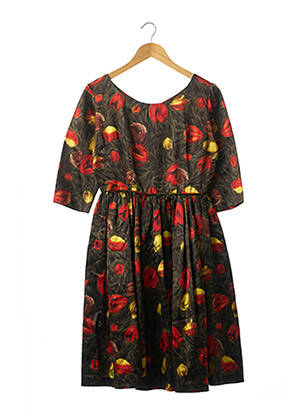 Robe mi-longue manches 3/4 manches 3/4 vert VINTAGE femme