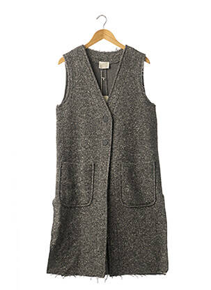 Manteau long fermeture pressionnée sans capuche gris GOTHA femme