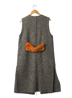 Manteau long fermeture pressionnée sans capuche gris GOTHA femme
