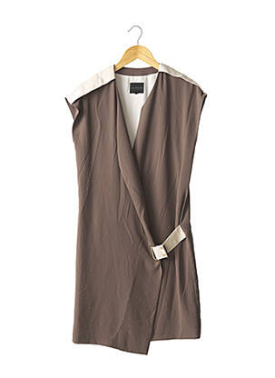 Robe mi-longue tissage crêpe manches courtes vert HOTEL PARTICULIER femme
