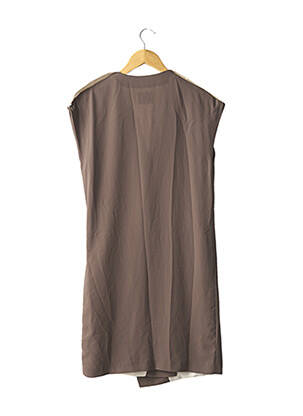 Robe mi-longue tissage crêpe manches courtes vert HOTEL PARTICULIER femme