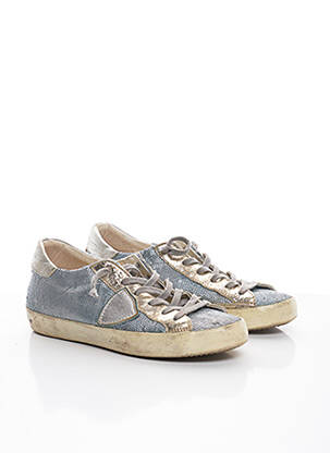 Baskets fermeture lacets talon plat jusqu'à 3cm bleu PHILIPPE MODEL femme