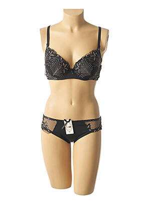 Ensemble lingerie bretelles élastiquées ajustables noir HANA femme