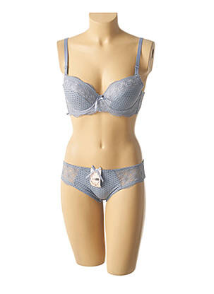 Ensemble lingerie culotte bleu HANA femme