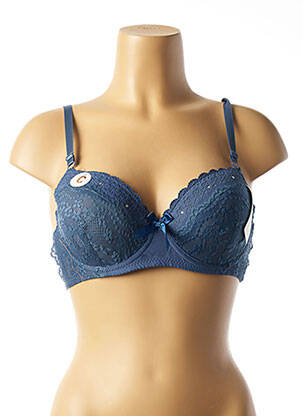 Soutien-gorge tissage dentelle haut soutien-gorge moulé bleu HANA femme