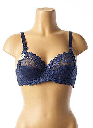 Soutien-gorge tissage dentelle haut soutien-gorge moulé bleu HANA femme