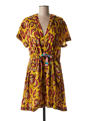 Robe mi-longue manches courtes manches courtes marron MANILA GRACE femme