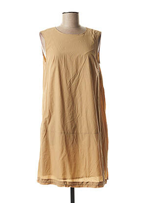 Robe mi-longue tissage crêpe manches courtes beige MARELLA femme