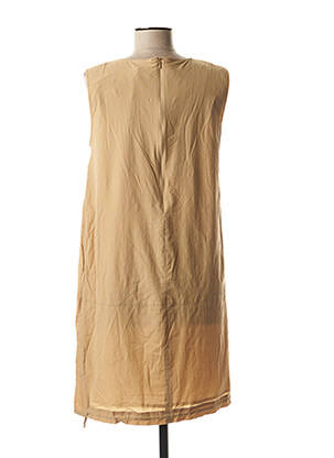 Robe mi-longue tissage crêpe manches courtes beige MARELLA femme