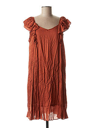 Robe mi-longue manches courtes manches courtes marron SCHOOL RAG femme