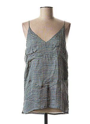Top col v fines bretelles bleu LAURENCE BRAS femme