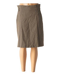 Jupe mi-longue taille à pinces marron IDANO femme