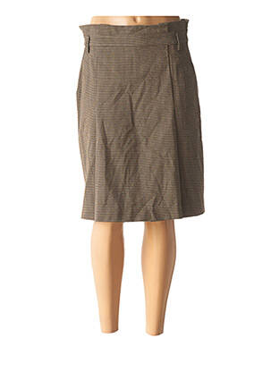 Jupe mi-longue taille à pinces marron IDANO femme