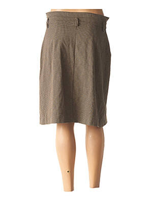 Jupe mi-longue taille à pinces marron IDANO femme