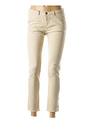 Pantalon 7/8 tissage popeline taille basse beige SCHOOL RAG femme