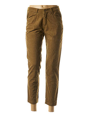 Pantalon 7/8 fermeture zippée sous rabat boutonné taille normale marron TRANSIT femme