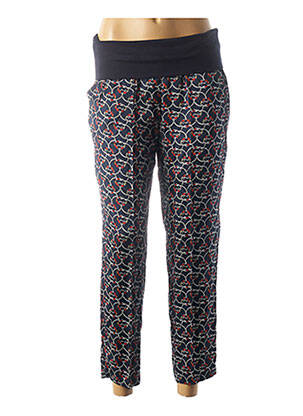 Pantalon 7/8 tissage popeline bleu MANILA GRACE femme