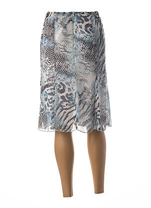 Jupe mi-longue taille élastique bleu GUY DUBOUIS femme