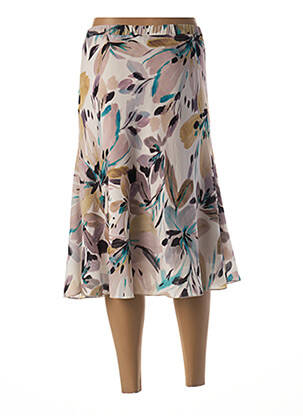 Jupe mi-longue taille élastique beige GUY DUBOUIS femme