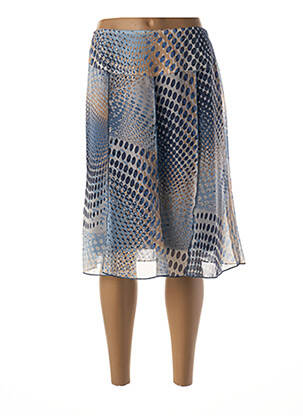Jupe mi-longue stretch bleu GUY DUBOUIS femme