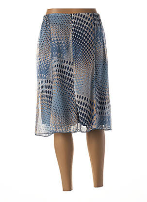 Jupe mi-longue stretch bleu GUY DUBOUIS femme