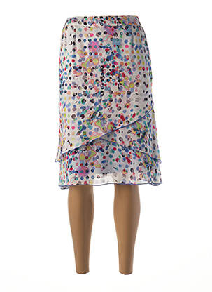 Jupe mi-longue taille élastique bleu GUY DUBOUIS femme