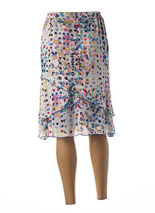 Jupe mi-longue taille élastique bleu GUY DUBOUIS femme