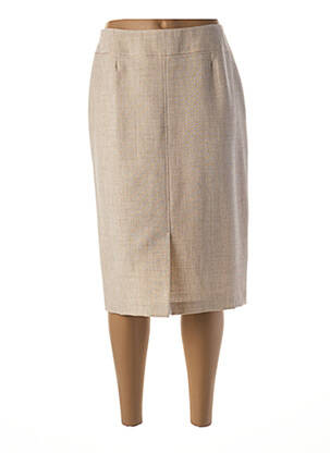Jupe mi-longue coupe droite beige GUY DUBOUIS femme