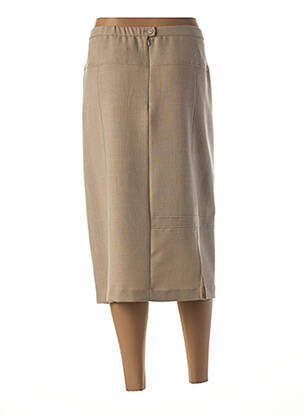 Jupe mi-longue coupe droite beige GUY DUBOUIS femme