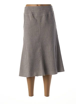 Jupe mi-longue coupe droite évasée sur le bas marron FRANCE RIVOIRE femme