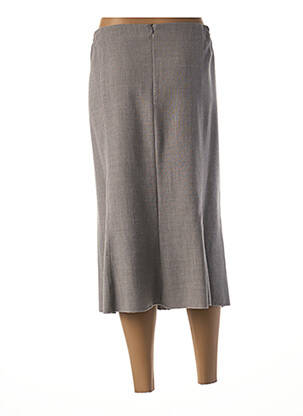 Jupe mi-longue coupe droite évasée sur le bas marron FRANCE RIVOIRE femme