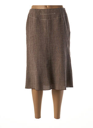 Jupe mi-longue coupe droite évasée sur le bas marron FRANCE RIVOIRE femme