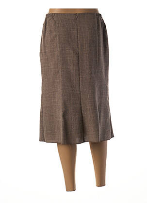 Jupe mi-longue coupe droite évasée sur le bas marron FRANCE RIVOIRE femme