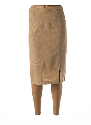 Jupe mi-longue coupe droite beige GUY DUBOUIS femme