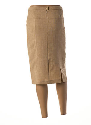 Jupe mi-longue coupe droite beige GUY DUBOUIS femme