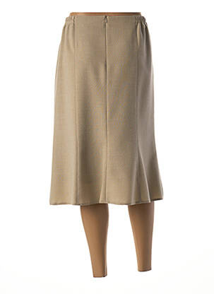 Jupe mi-longue coupe droite évasée sur le bas vert FRANCE RIVOIRE femme