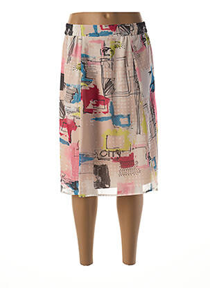 Jupe mi-longue stretch rose GUY DUBOUIS femme