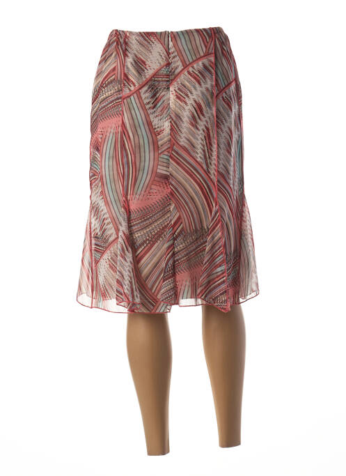 Jupe mi-longue taille élastique rose GUY DUBOUIS femme
