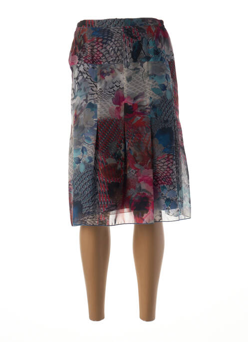 Jupe mi-longue taille élastique bleu GUY DUBOUIS femme