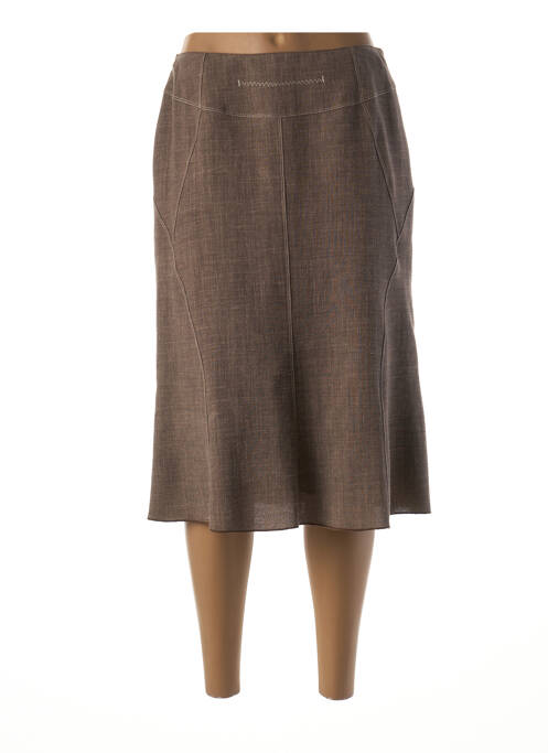 Jupe mi-longue taille élastique marron FRANCE RIVOIRE femme