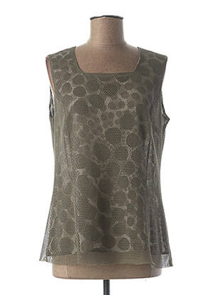 Top imprimé fantaisie sans manche vert MERI & ESCA femme
