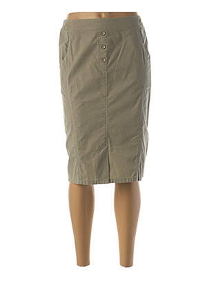 Jupe mi-longue stretch vert GUY DUBOUIS femme