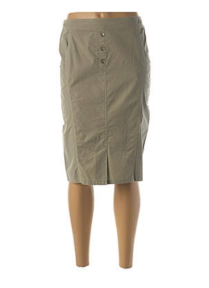 Jupe mi-longue stretch marron GUY DUBOUIS femme
