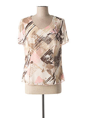 Top imprimé fantaisie manches courtes beige FRANCE RIVOIRE femme