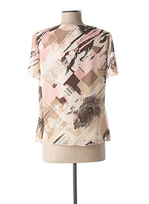 Top imprimé fantaisie manches courtes beige FRANCE RIVOIRE femme