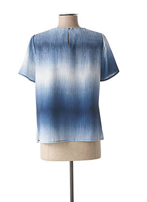 Top tissage crêpe manches courtes bleu GUY DUBOUIS femme