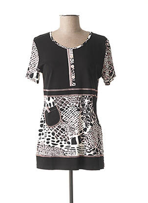 T-shirt imprimé fantaisie manches courtes noir FRANCE RIVOIRE femme
